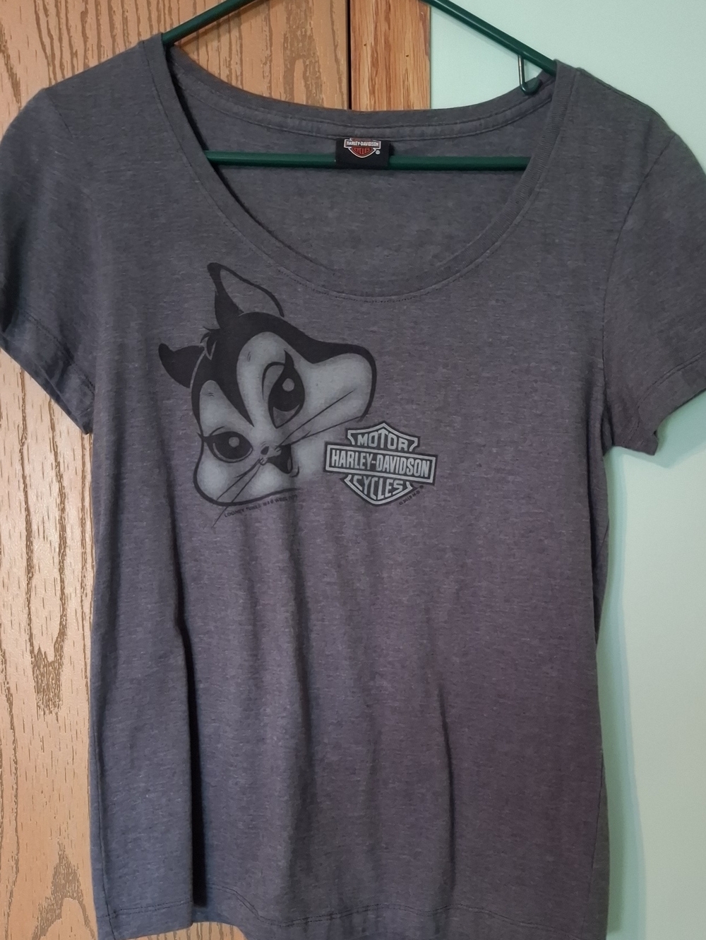 Harley-Davidson Womens Gray Cartoon Fox Graphic Tee